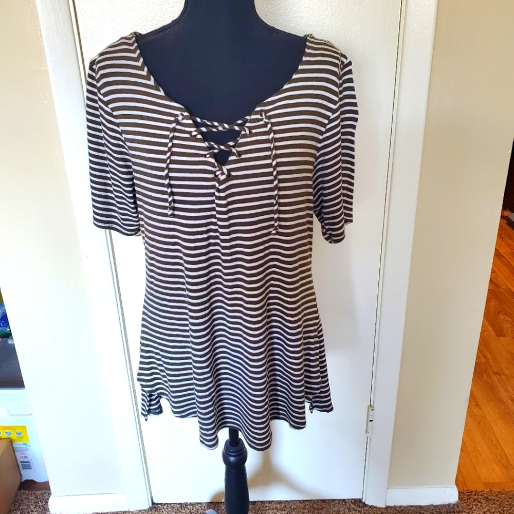 Olive Green Striped Tee